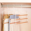 Grucce porta pantaloni 3 scomparti in metallo Bianco e legno 37 cm