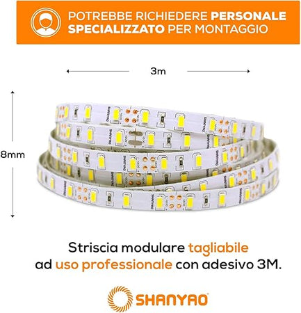 SHANYAO - SET 3 MT STRIP LED P&P 1020 LUM.L.C