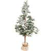 Albero di natale pinetto innevato h 150 cm in PE Real Touch con base in Juta