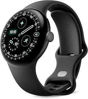 Google Pixel Watch 4 (41mm) - Android Smart Watch with Curved Display and Fitness Tracking and Support Gemini - Matte Black Aluminium Case - Obsidian Sports Band - LTE