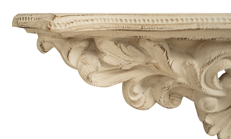 Biscottini Mensola Muro Legno Bianco Anticato Biscottini Stile Classico 45x12.5x14 Italy