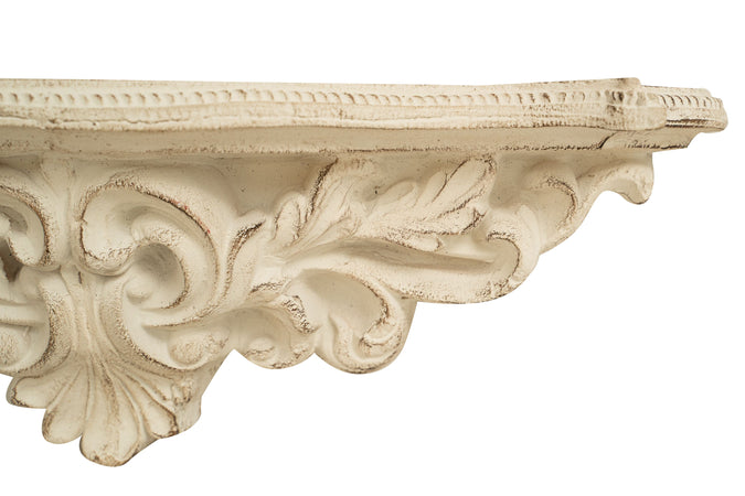 Biscottini Mensola Muro Legno Bianco Anticato Biscottini Stile Classico 45x12.5x14 Italy