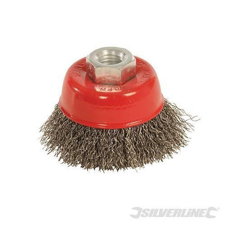 Spazzole a tazza con filamenti ondulati in acciaio per smerigliatrici angolari Silverline - Eternal Brico