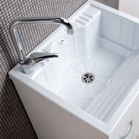 Mobile lavanderia bianco opaco 60x60 o 60x50 con lavabo in ABS