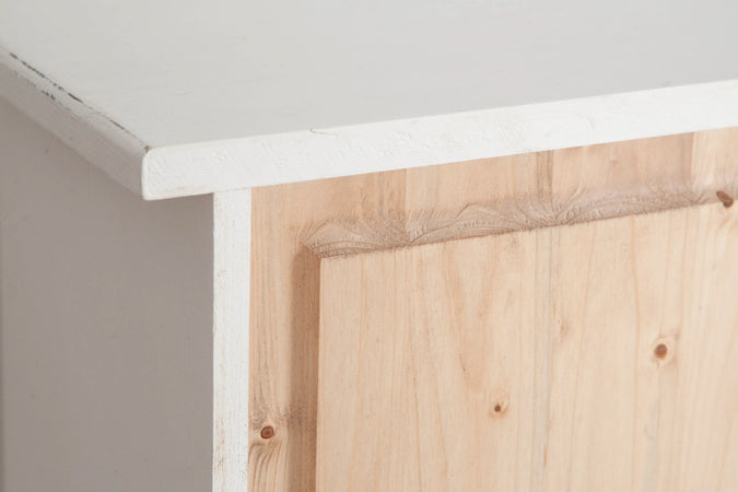 Biscottini Biscottini Stipetto Country Legno Massello Tiglio Bianco Anticato 40x25x98 Made