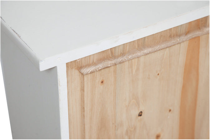 Biscottini Biscottini Stipetto Country Legno Massello Tiglio Bianco Anticato 40x25x98 Made