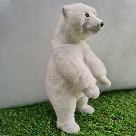 Pupazzo Orso polare peloso h 20 cm, pallina per albero di natale addobbi natalizi Bianco