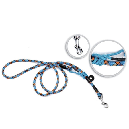 Leo Pet Smart Guinzaglio in Corda con Moschettone Azzurro e Arancio 200cm