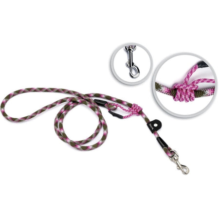 Leo Pet Smart Guinzaglio in Corda con Moschettone Verde e Rosa 200cm