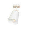 Plafoniera A Faretto Spot 1 Luce In Acciaio Bianco E Legno Naturale