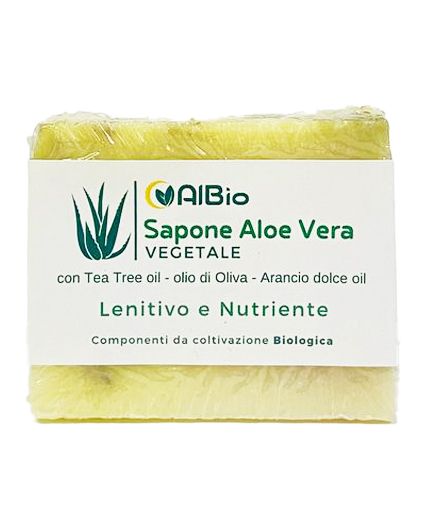 Sapone Vegetale Naturale a base di Aloe Vera e tea tree oil, pelle grassa, detersione viso 100g