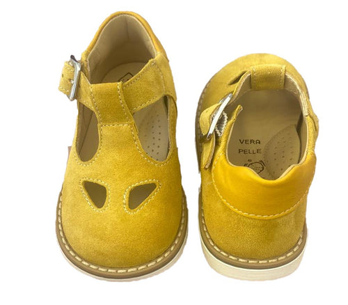 Scarpe bimbo bimba occhietti occhio di bue giallo Rossano Made in Italy