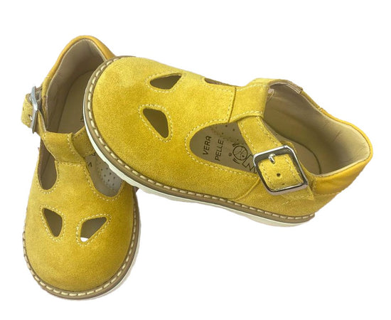Scarpe bimbo bimba occhietti occhio di bue giallo Rossano Made in Italy