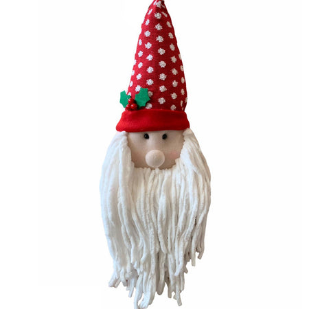 Puntale per albero buffo babbo natale con cappello e barba h 45 cm decorazione
