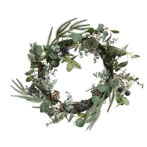 Ghirlanda tonda natalizia color Verde, dietro porta da 45 cm