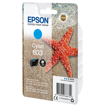 EPSON 603 CIANO (C13T03U24010) - CARTUCCIA ORIGINALE