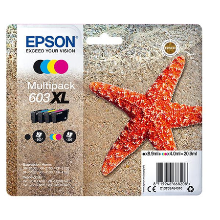EPSON CART INK 603 XL MULTI PACK, NERO, GIALLO, CIANO, MAGENTA, SERIE STELLA MARINA