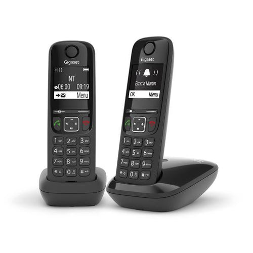 GIGASET AS690A DUO (NERO) - TELEFONO CORDLESS DOPPIO - VIVAVOCE - SEGRETERIA