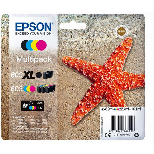 Epson 603 XL cartuccia d'inchiostro 1 pz Originale Resa elevata [XL] Nero, Ciano, Magenta, Giallo (Epson 603 Multipack - 4 pakker - sort,)