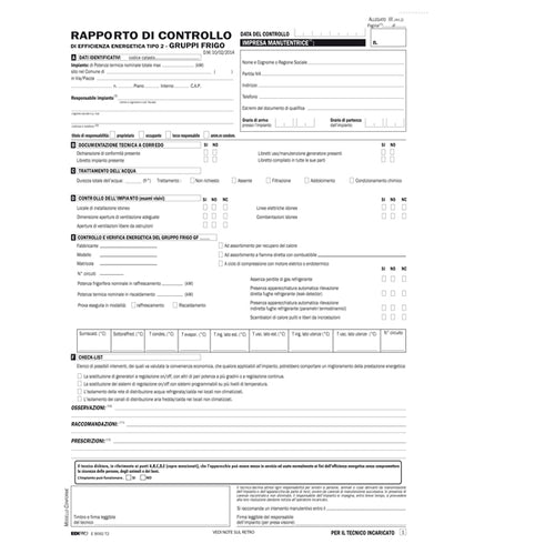 25 Rapporti Controllo Efficienza Energ.T2 Gruppi Frigo 31X21Cm Snap3C E9092T2