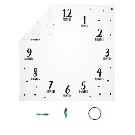 Copertina in mussola di cotone orologio Pearhead - Bianco