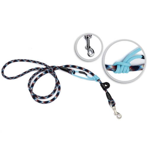 Leo Pet Smart Guinzaglio in Corda con Moschettone Blu e Nero 200cm