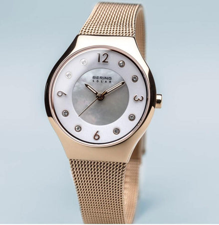 Bering Orologio Solar oro rosa brilliante
