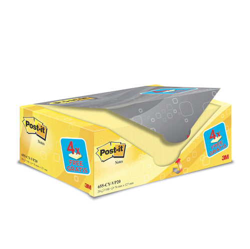 Value Pack 16+4 Blocco 100Fg Post-It Giallo Canary 76X127Mm 72Gr 655Cy-Vp20