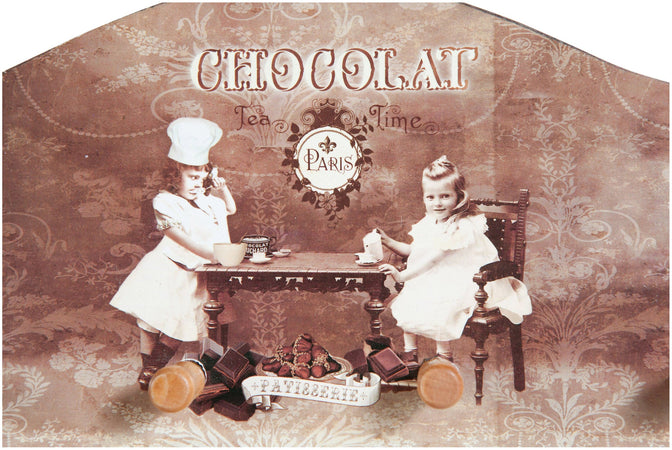 Biscottini Biscottini Appendino Legno Decorato Anticato Chocolat 4 Ganci Cucina 29x3.5x14