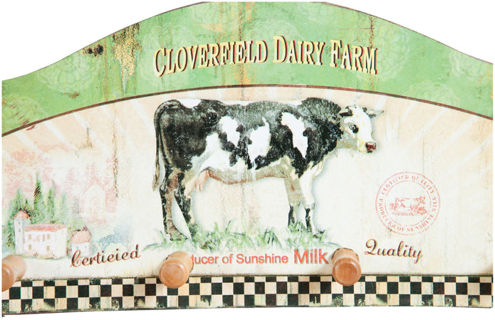 Biscottini Appendino mucca decorato Biscottini legno anticato 4 ganci cucina 29x3.5x14 per