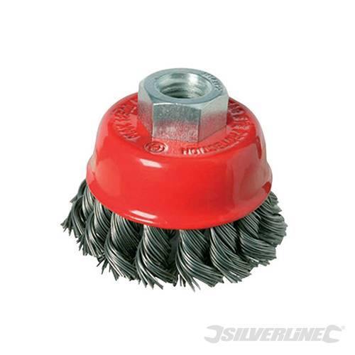 Spazzola a tazza in acciaio a filo ritorto per smerigliatrici angolari Silverline Silverline