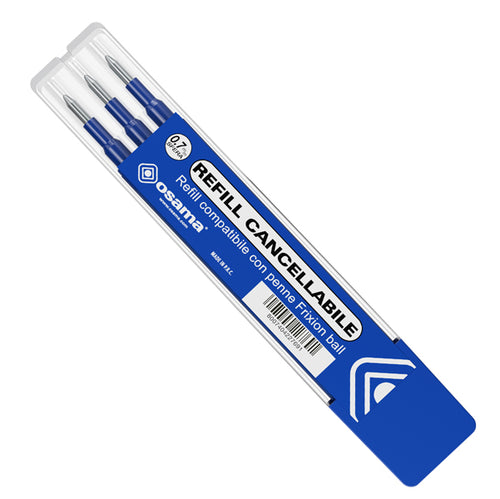 Set 3 Refill Inchiostro Gel Riscrivi Cancellabile 0,7Mm Blu Osama