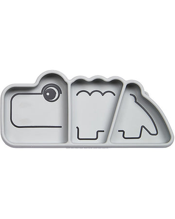 Piatto a Scomparti Anti-Scivolo Stick&Stay Croco, Grigio Done By Deer