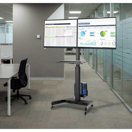 Trolley da Pavimento con Mensola e Porta PC per 2 TV LCD/LED/Plasma 13-32''