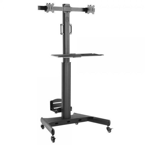 Trolley da Pavimento con Mensola e Porta PC per 2 TV LCD/LED/Plasma 13-32''