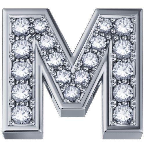 Elements Elemento lettera m in oro bianco e diamanti