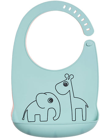 Bavaglino Impermeabile con Tasca Deer Friends, Celeste - 100% silicone Done By Deer