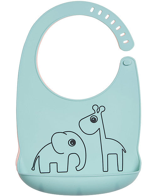 Bavaglino Impermeabile con Tasca Deer Friends, Celeste - 100% silicone Done By Deer