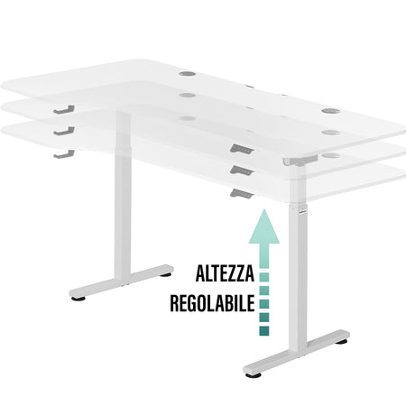 Scrivania con Regolazione Altezza 160x75 H 72-117cm Elettrica Comandi Touch Bianco