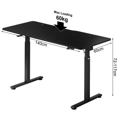 Scrivania con Regolazione Altezza 140x60 H 72-117cm Elettrica Comandi Touch Nero