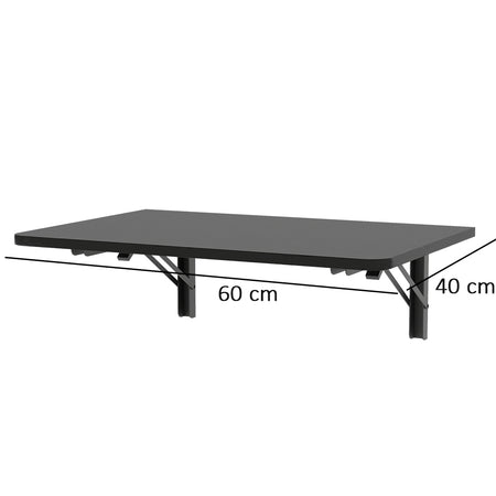 Tavolino Pieghevole a Muro Tavolo Multifunzione Salvaspazio 60x40cm Nero