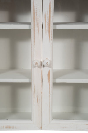 Biscottini VETRINETTA BACHECA IN LEGNO FINITURA BIANCA ANTICATA L42XPR15XH48 CM STILE SHABBY