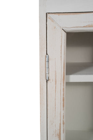Biscottini VETRINETTA BACHECA IN LEGNO FINITURA BIANCA ANTICATA L42XPR15XH48 CM STILE SHABBY