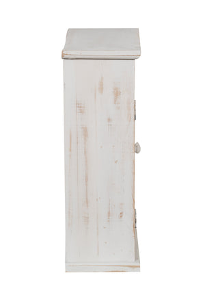 Biscottini VETRINETTA BACHECA IN LEGNO FINITURA BIANCA ANTICATA L42XPR15XH48 CM STILE SHABBY