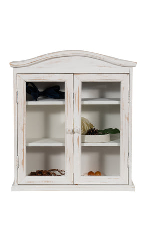 Biscottini VETRINETTA BACHECA IN LEGNO FINITURA BIANCA ANTICATA L42XPR15XH48 CM STILE SHABBY