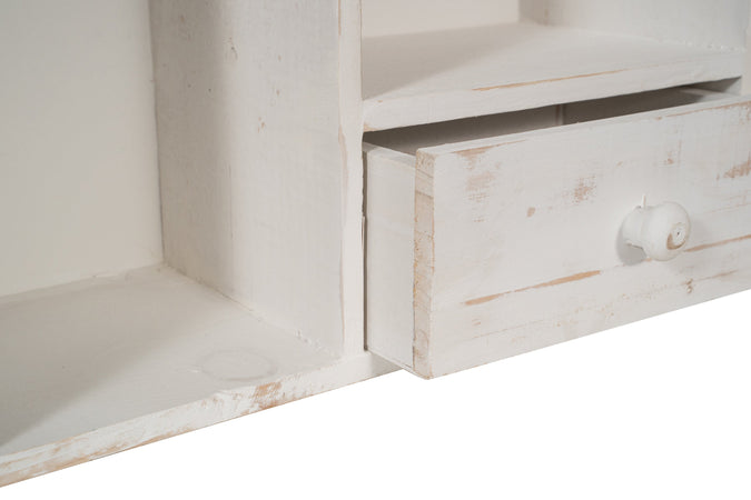 Biscottini VETRINETTA BACHECA IN LEGNO FINITURA BIANCA ANTICATA L60XPR18XH89 CM STILE SHABBY