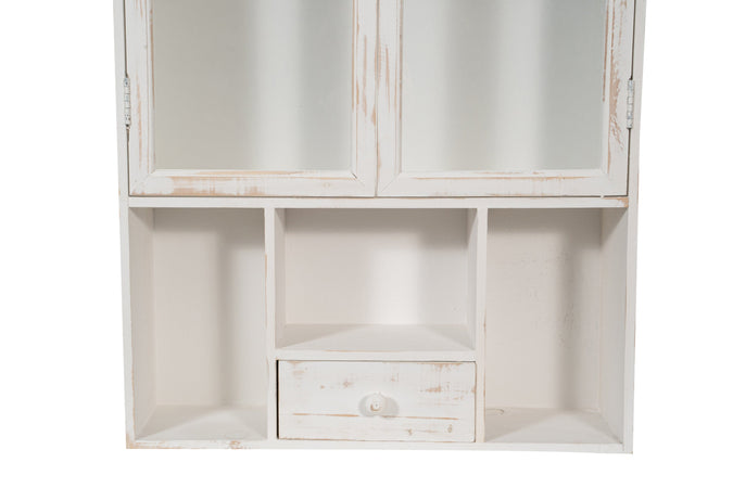 Biscottini VETRINETTA BACHECA IN LEGNO FINITURA BIANCA ANTICATA L60XPR18XH89 CM STILE SHABBY