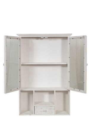 Biscottini VETRINETTA BACHECA IN LEGNO FINITURA BIANCA ANTICATA L60XPR18XH89 CM STILE SHABBY