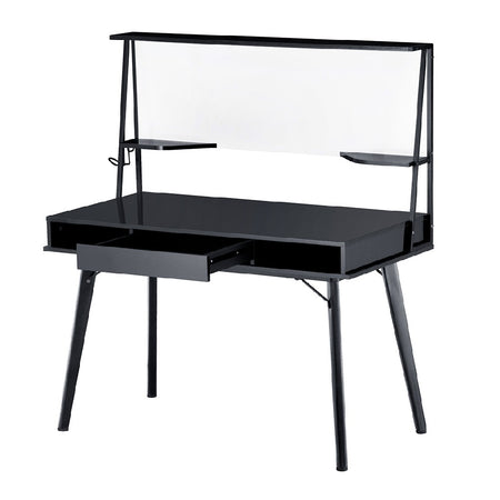 Scrivania Multifunzione con Lavagna Magnetica Cassetto 127.5x60cm Legno Nero