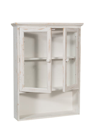 Biscottini Biscottini Vetrinetta Bacheca Mobile Pensile Legno 48x12x63 Bianca Anticata